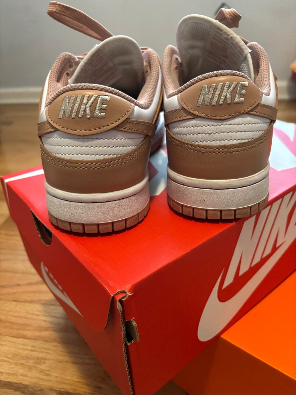 Nike Dunk Low Rose Whisper and White Casual Sneakers - Picture 5 of 10